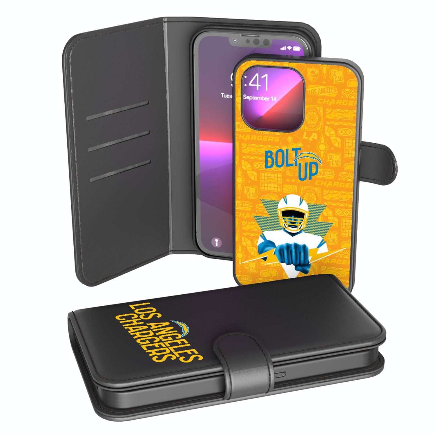 Keyscaper Black Los Angeles Chargers iPhone Wallet Case Keyscaper Black Los Angeles Chargers iPhone Wallet Case
