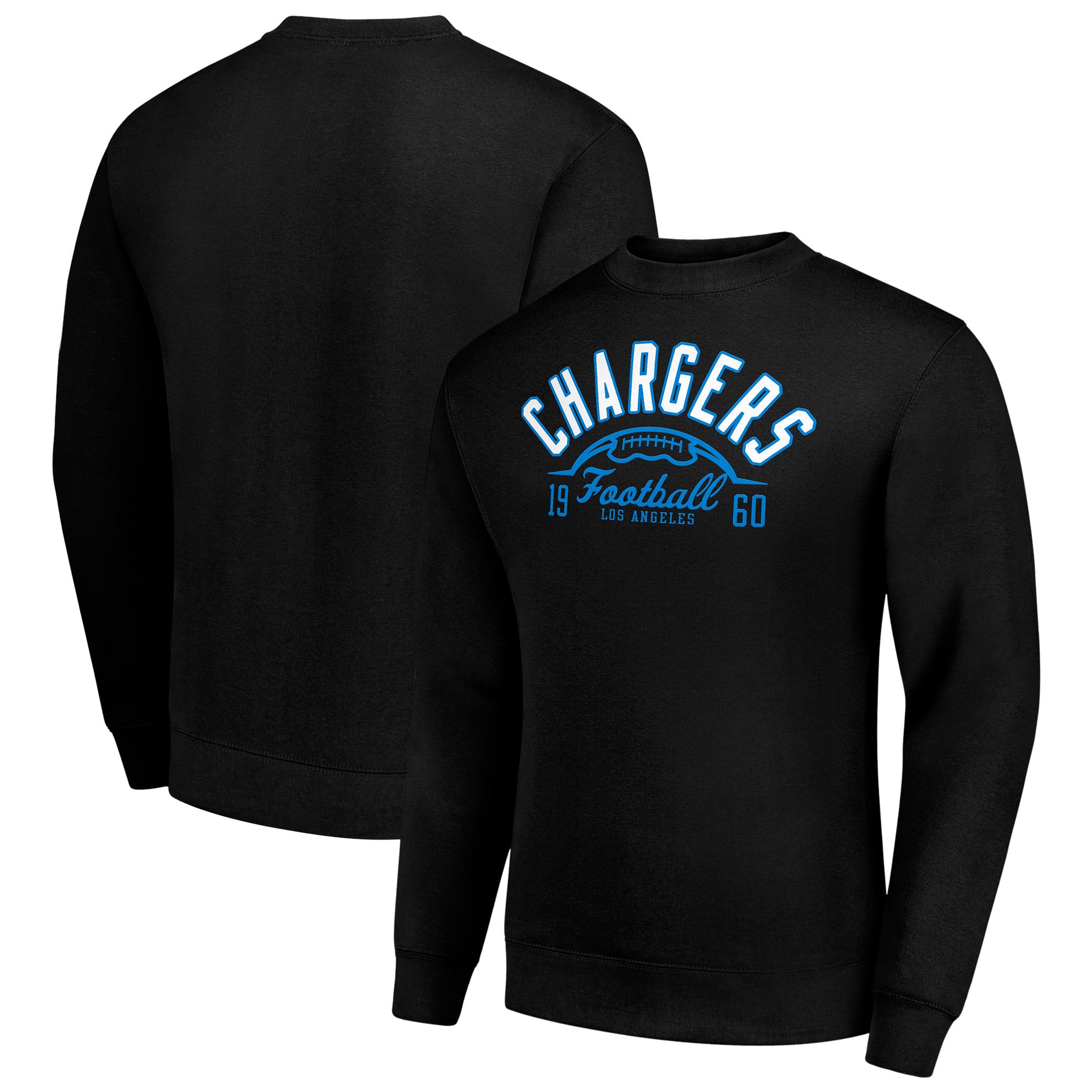 Men’s Starter Black Los Angeles Chargers Half Ball Team Graphic Tri-Blend Fleece Pullover Sweatshirt