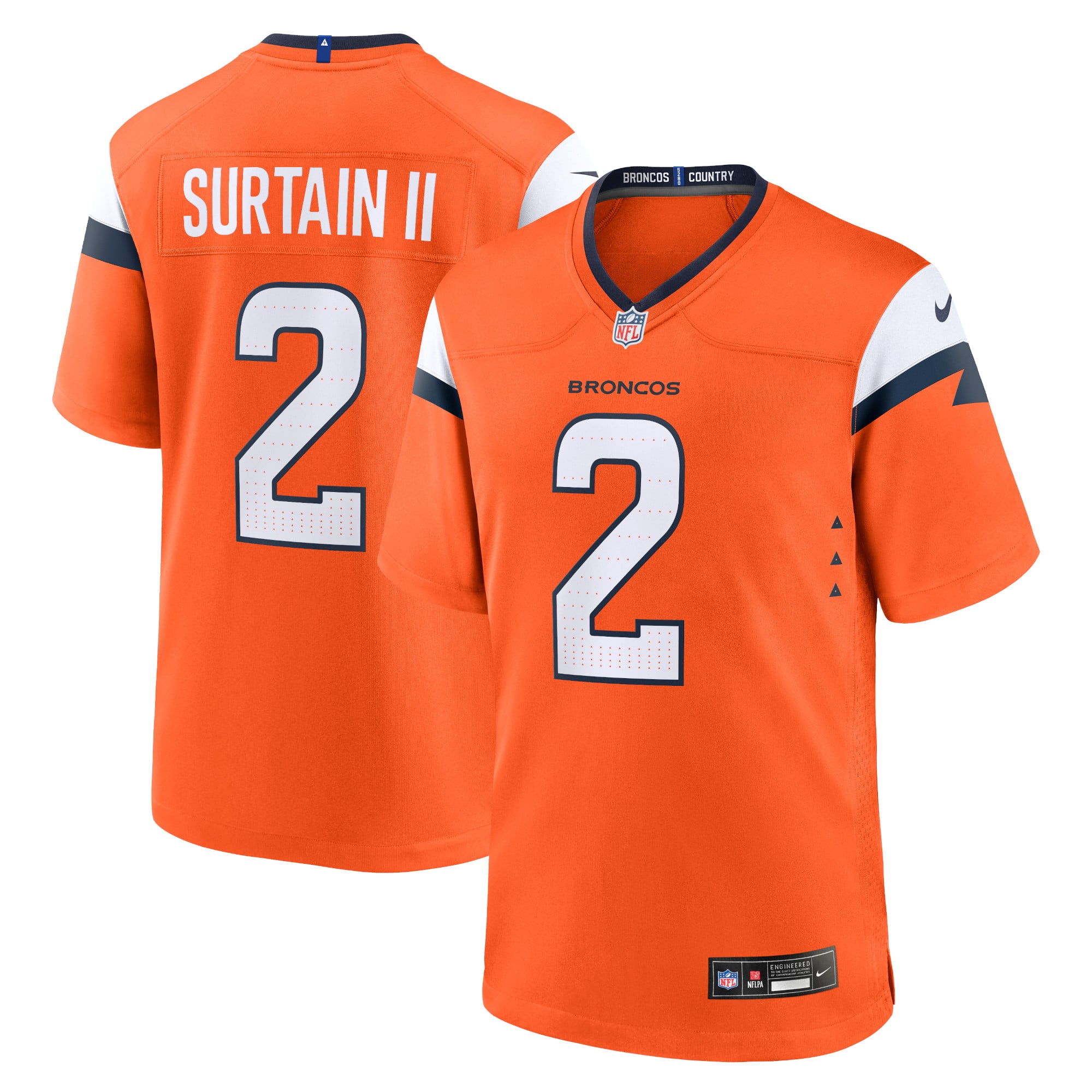 Camiseta Nike Game de la 1ª equipación del Denver Broncos - Naranja - Patrick Surtain II - Hombre