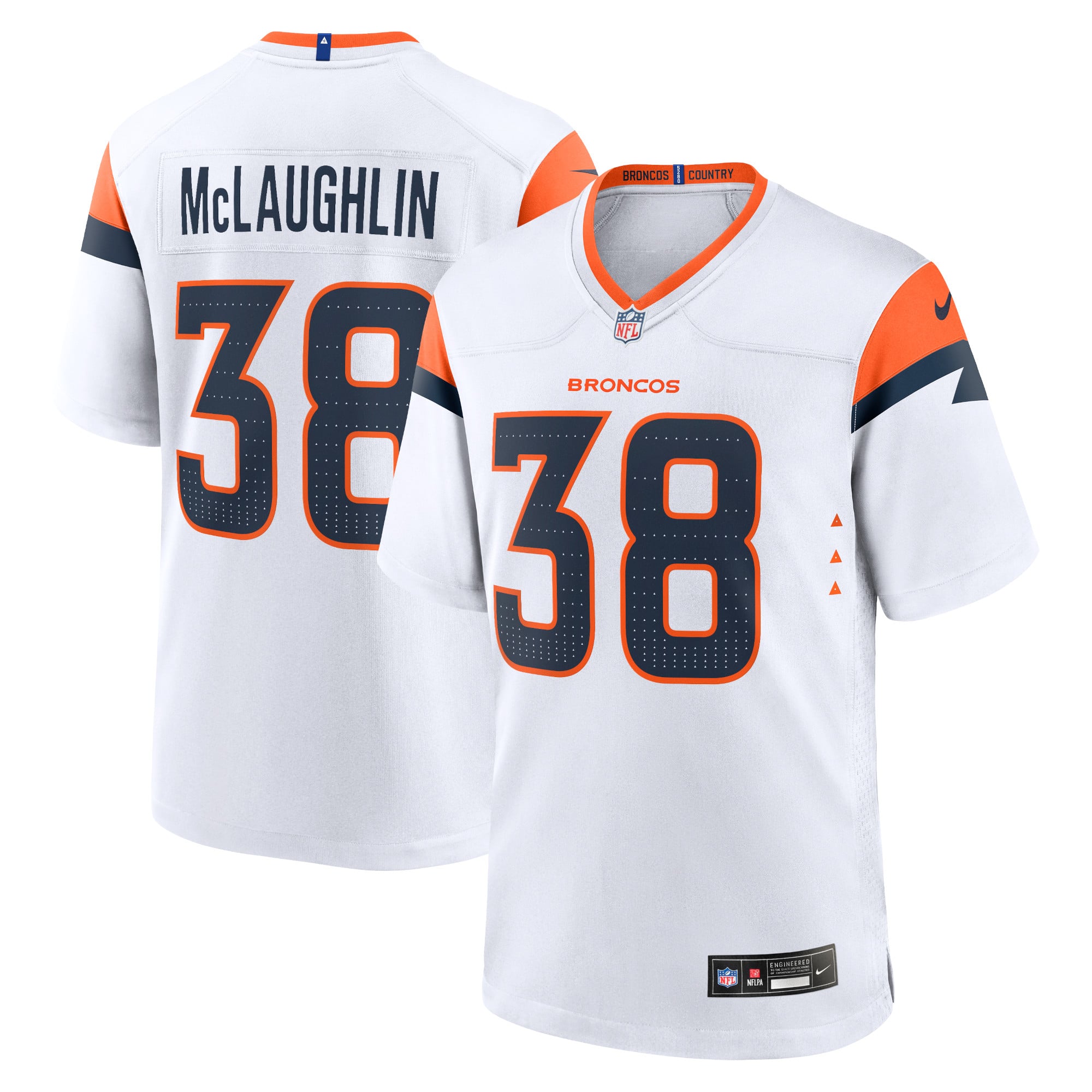 Camiseta Nike Game de la 2ª equipación del Denver Broncos - Blanco - Jaleel McLaughlin - Hombre