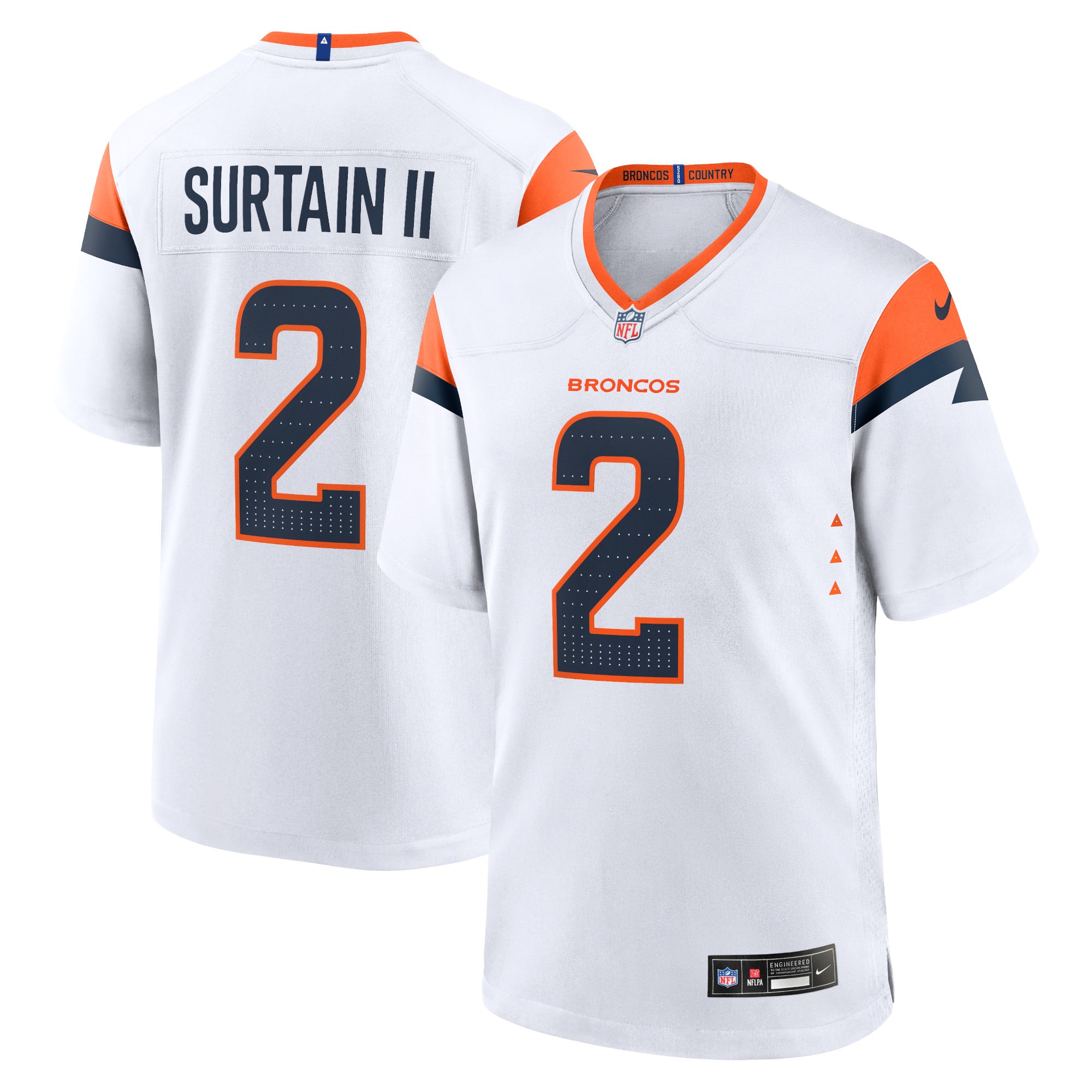 Camiseta Nike Game de la 2ª equipación del Denver Broncos - Blanco - Patrick Surtain II - Hombre