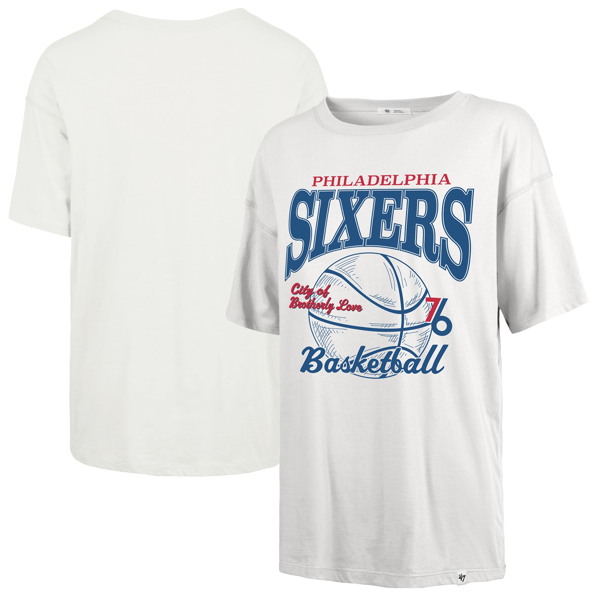 Women's '47 White Philadelphia 76ers City Edition Down Court Sadie T-Shirt