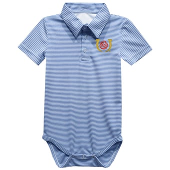 Infant Vive La Fete  Light Blue Kentucky Derby Pencil Stripe Polo Bodysuit