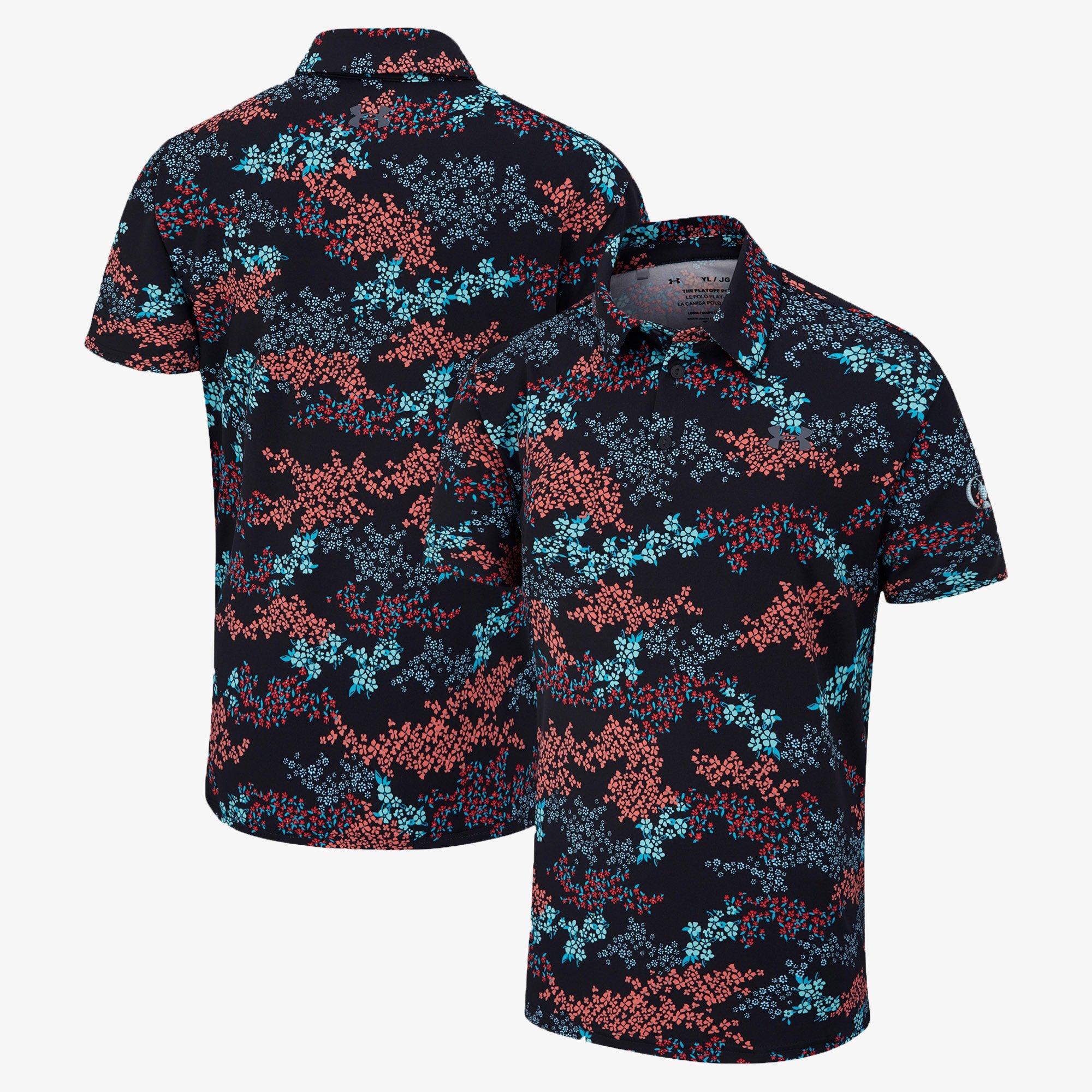 Polo stampata Open Under Armour Playoff - Nera/Verde acqua - Bambini