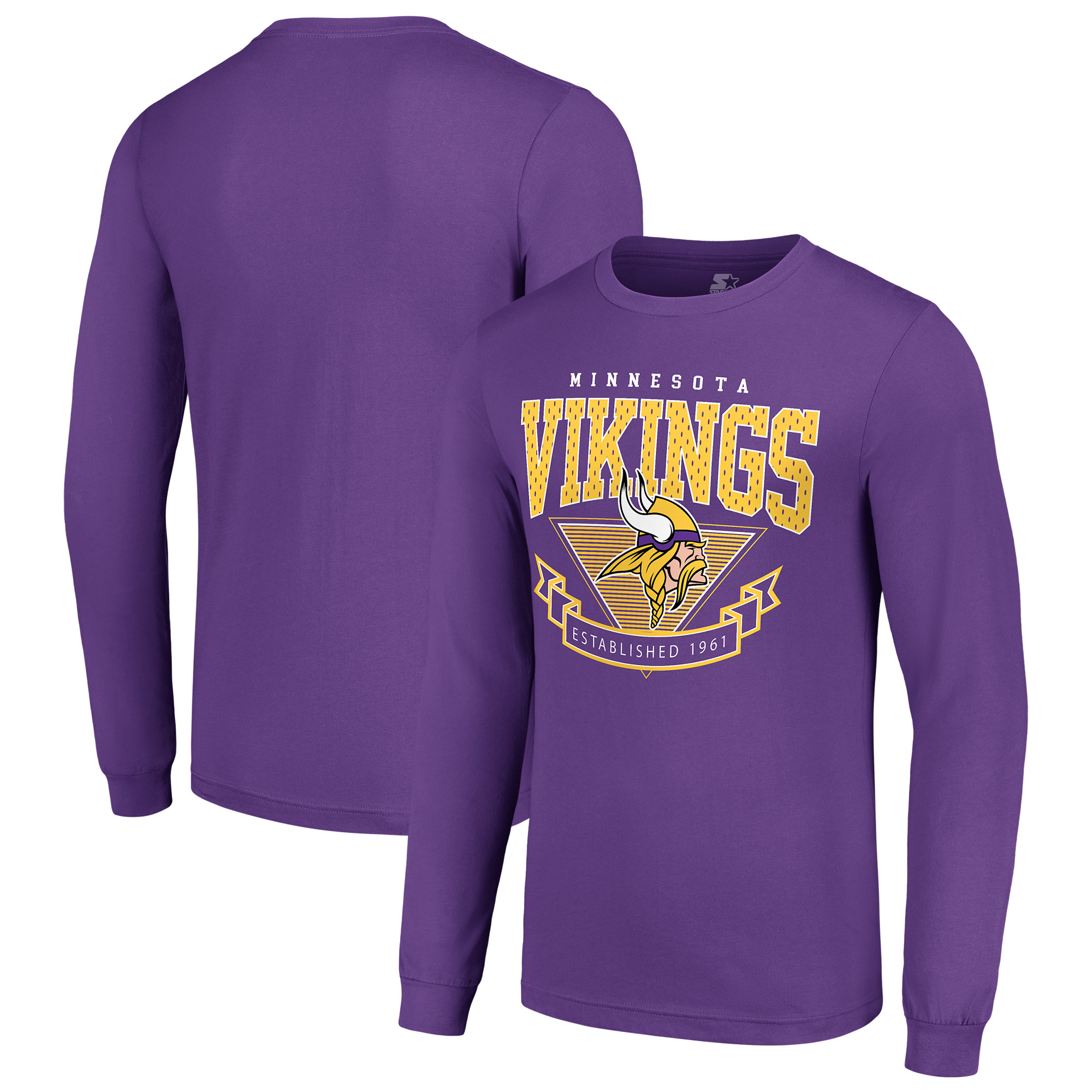 Men's Starter Purple Minnesota Vikings '80s Inspired Team Logo Long Sleeve T-Shirt