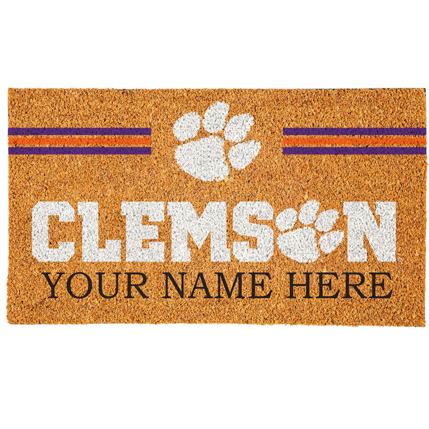 Clemson Tigers 18" x 30" Personalized Coir Doormat
