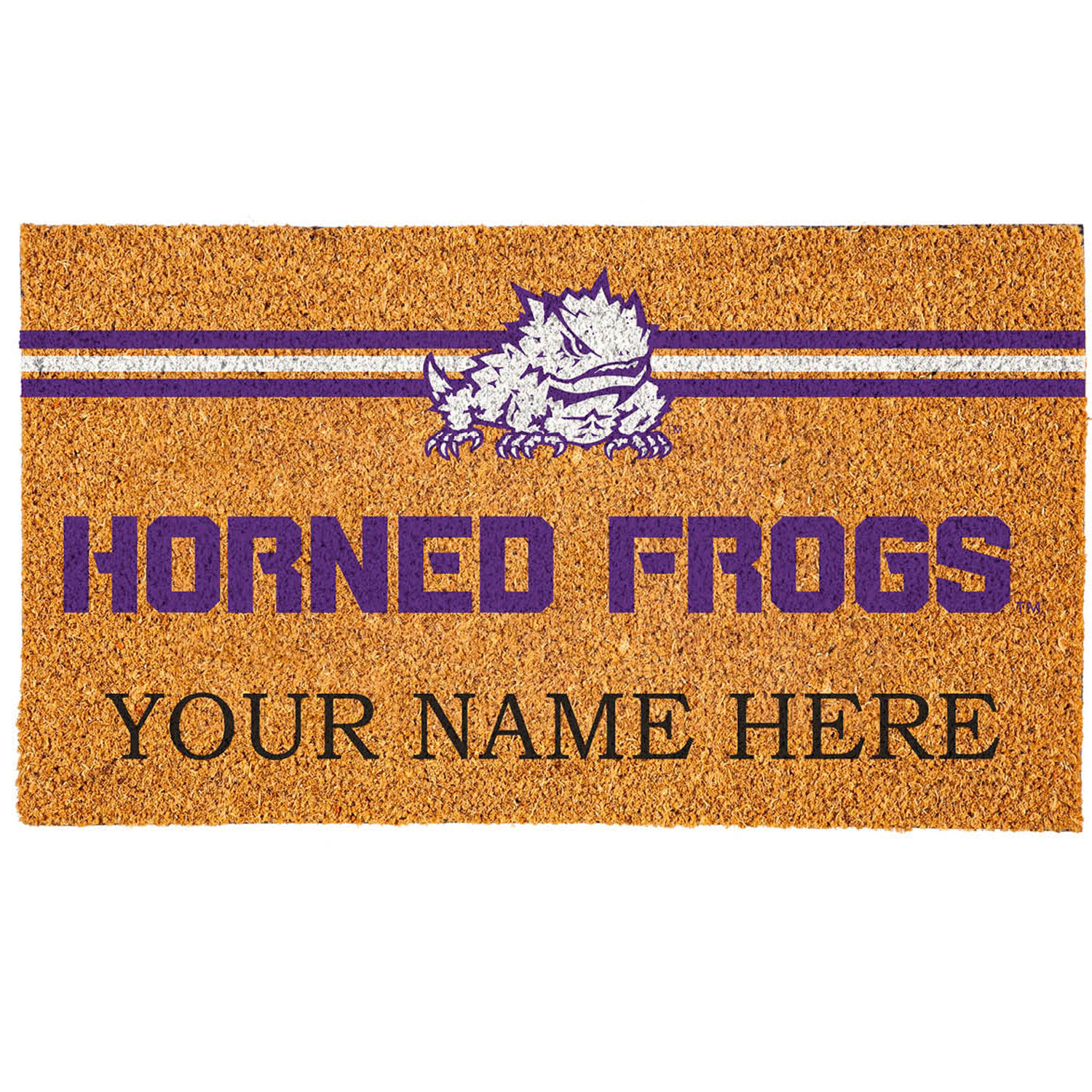 TCU Horned Frogs 18" x 30" Personalized Coir Doormat