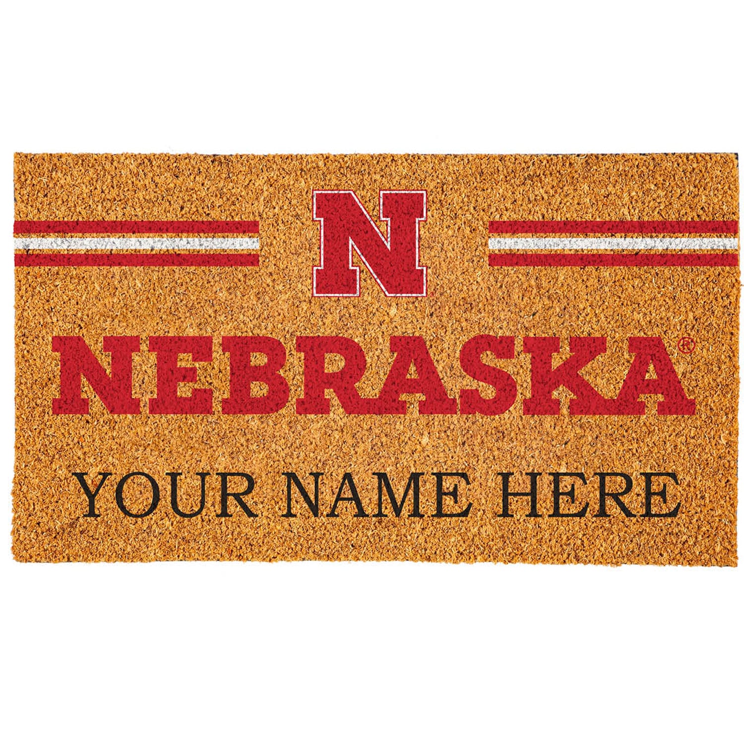 Nebraska Huskers 18" x 30" Personalized Coir Doormat