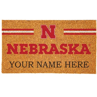 Nebraska Huskers 18" x 30" Personalized Coir Doormat