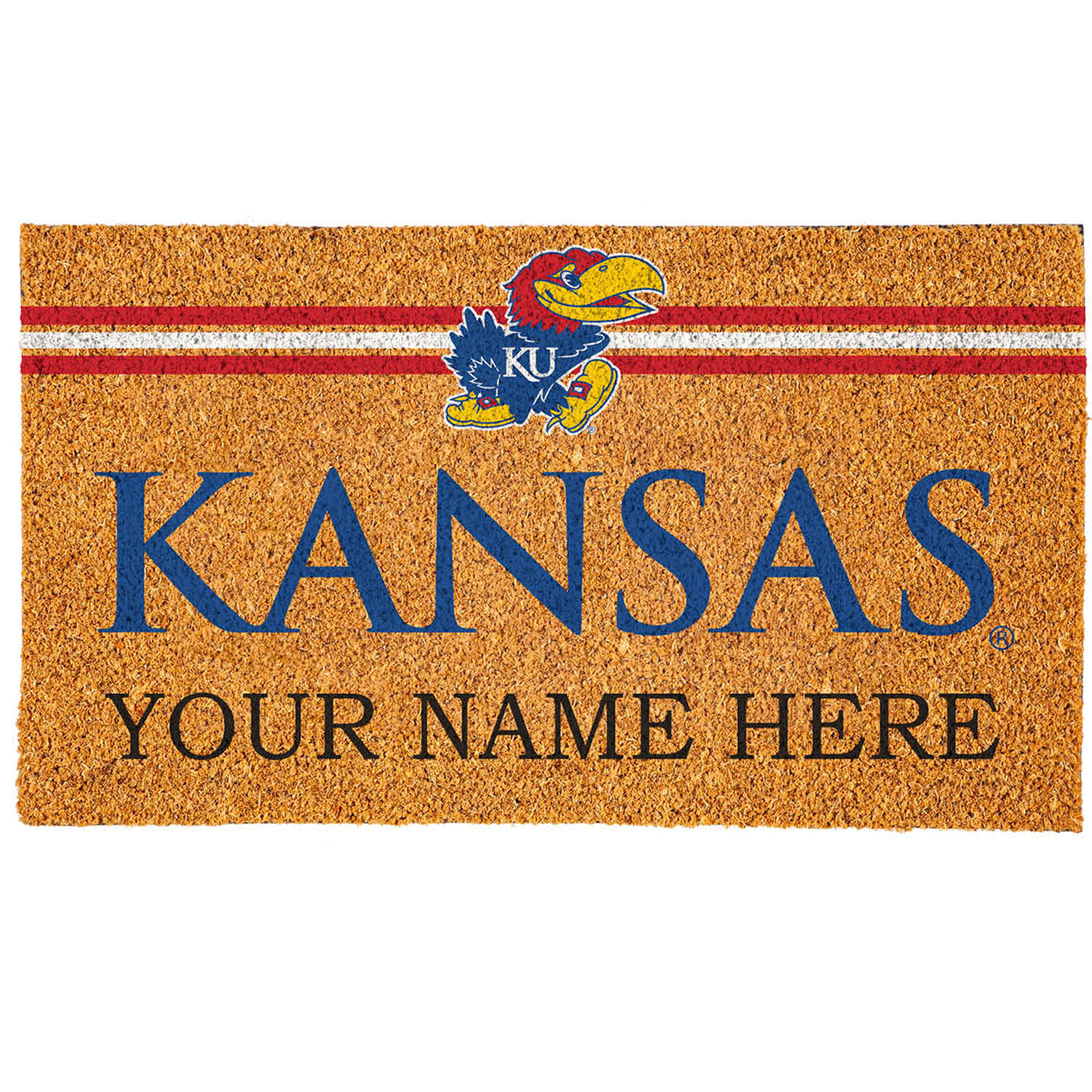 Kansas Jayhawks 18" x 30" Personalized Coir Doormat