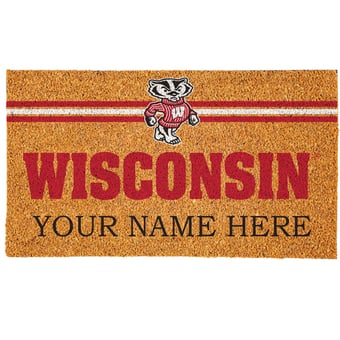 Wisconsin Badgers 18" x 30" Personalized Coir Doormat