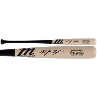 Wyatt Langford Texas Rangers Autographed Marucci Pro Model Bat