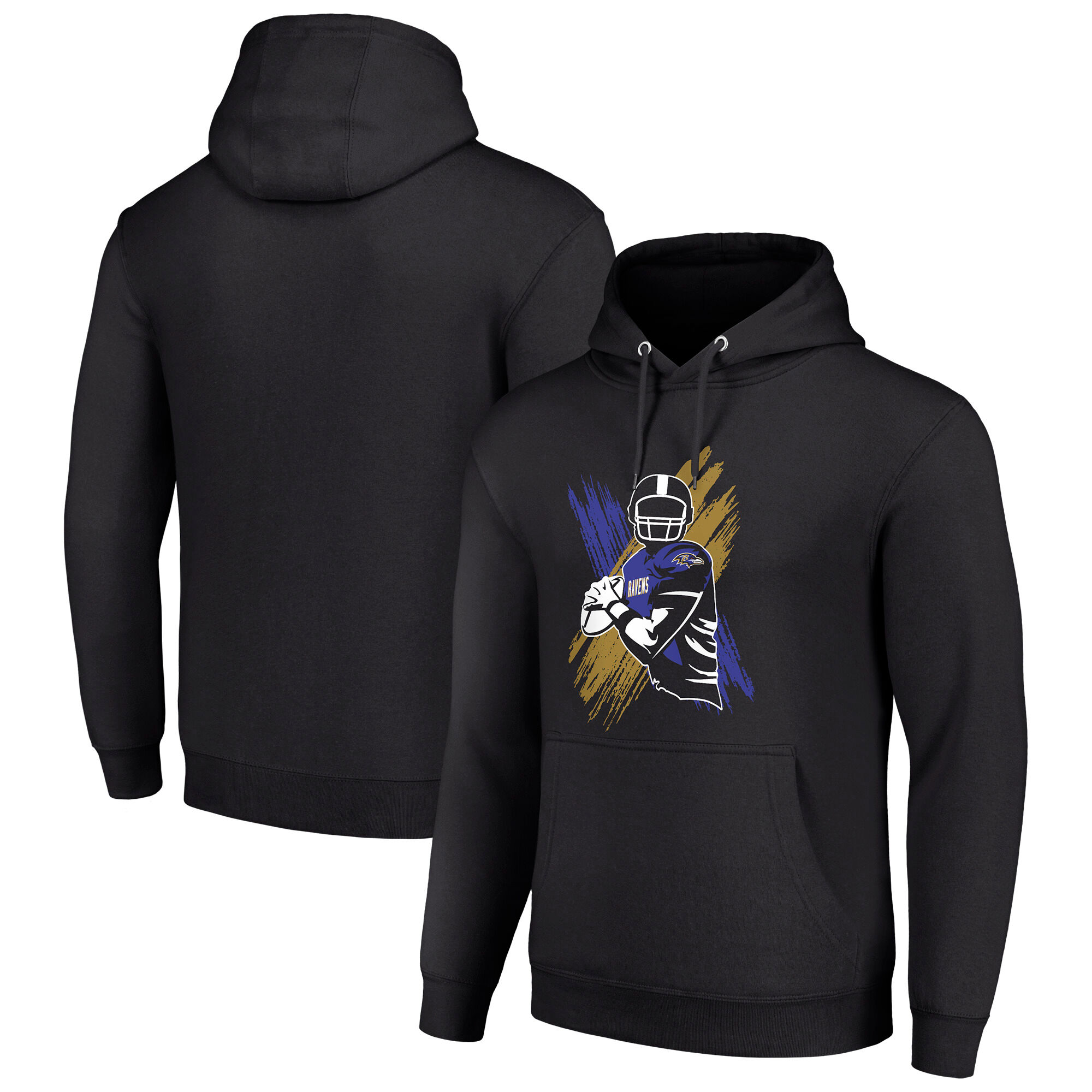 Men's Starter Black Baltimore Ravens Player X Fleece Pullover Hoodie