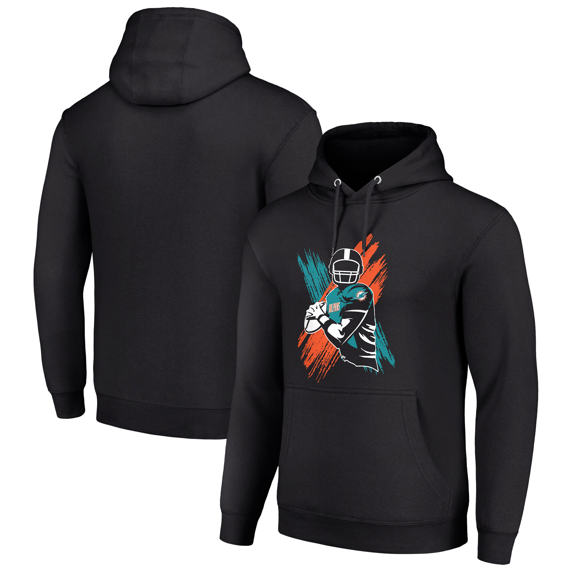 Men's Starter Black Miami Dolphins Player X Fleece Pullover Hoodie