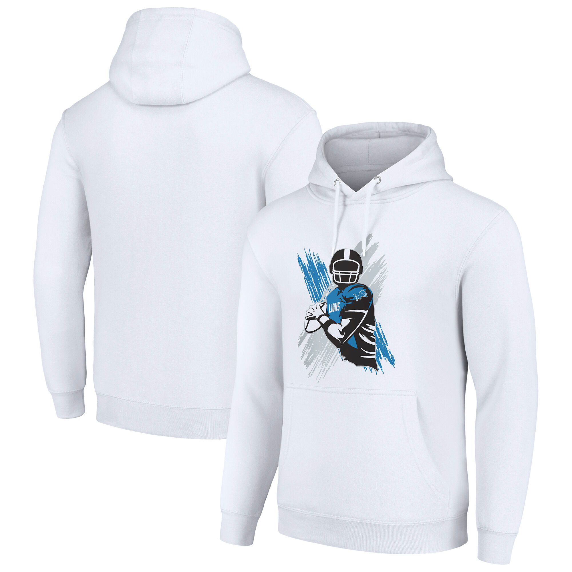 Men's Starter White Detroit Lions Player X Fleece Pullover Hoodie