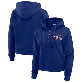 Women's WEAR by Erin Andrews Royal New York Giants Waffle Hoodie Pullover Top