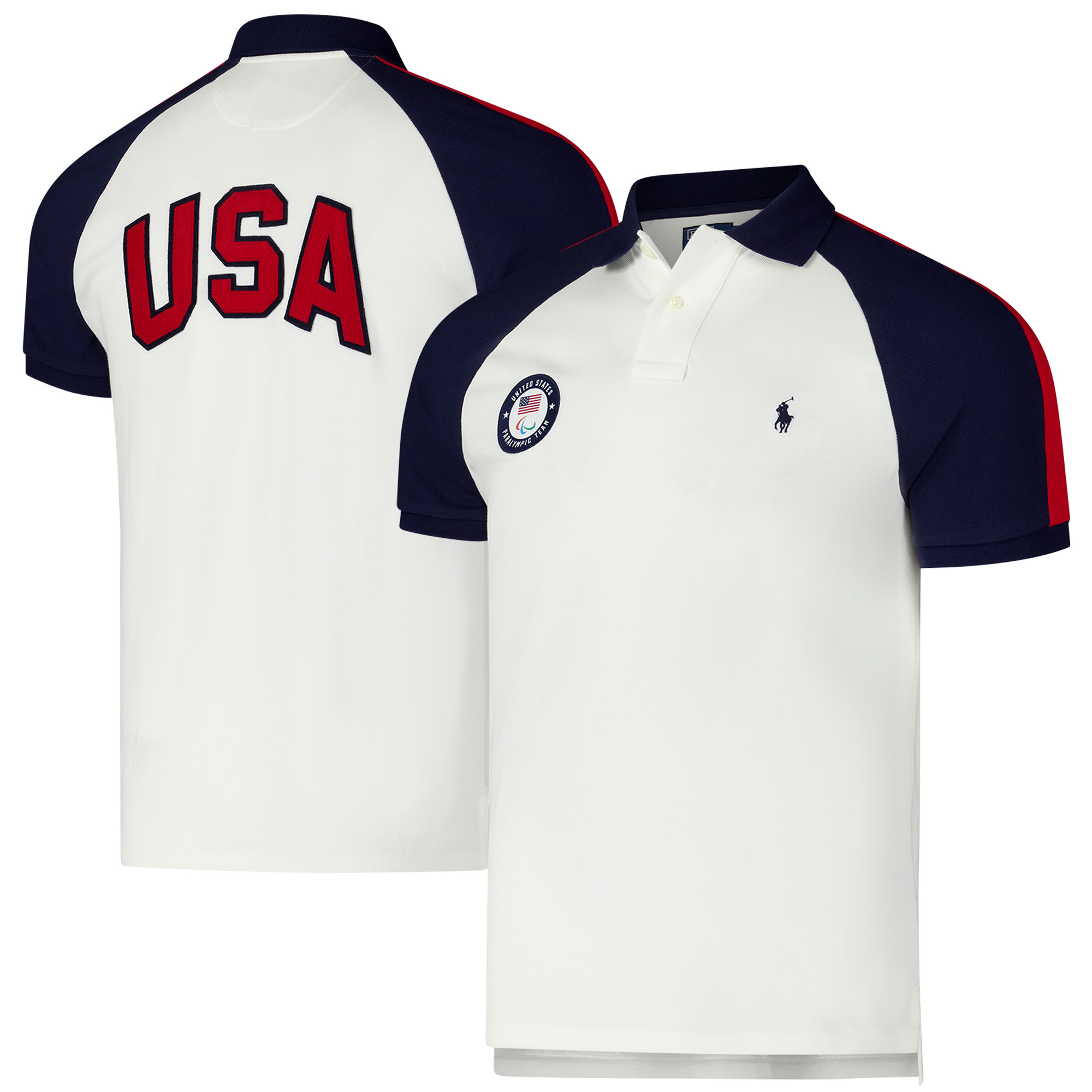Men's Polo Ralph Lauren White U.S. Paralympics Villagewear Raglan Polo