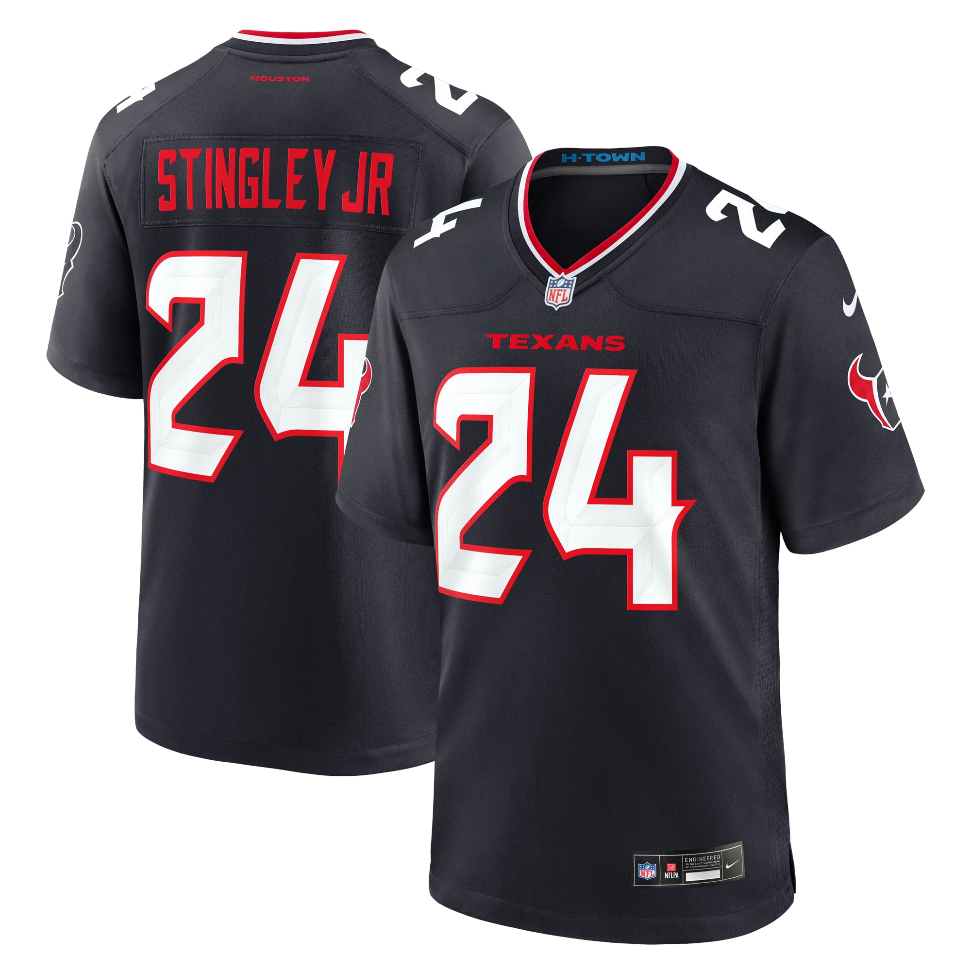 Camiseta Nike Game de la 1ª equipación del Houston Texans - Azul marino - Derek Stingley Jr. - Hombre
