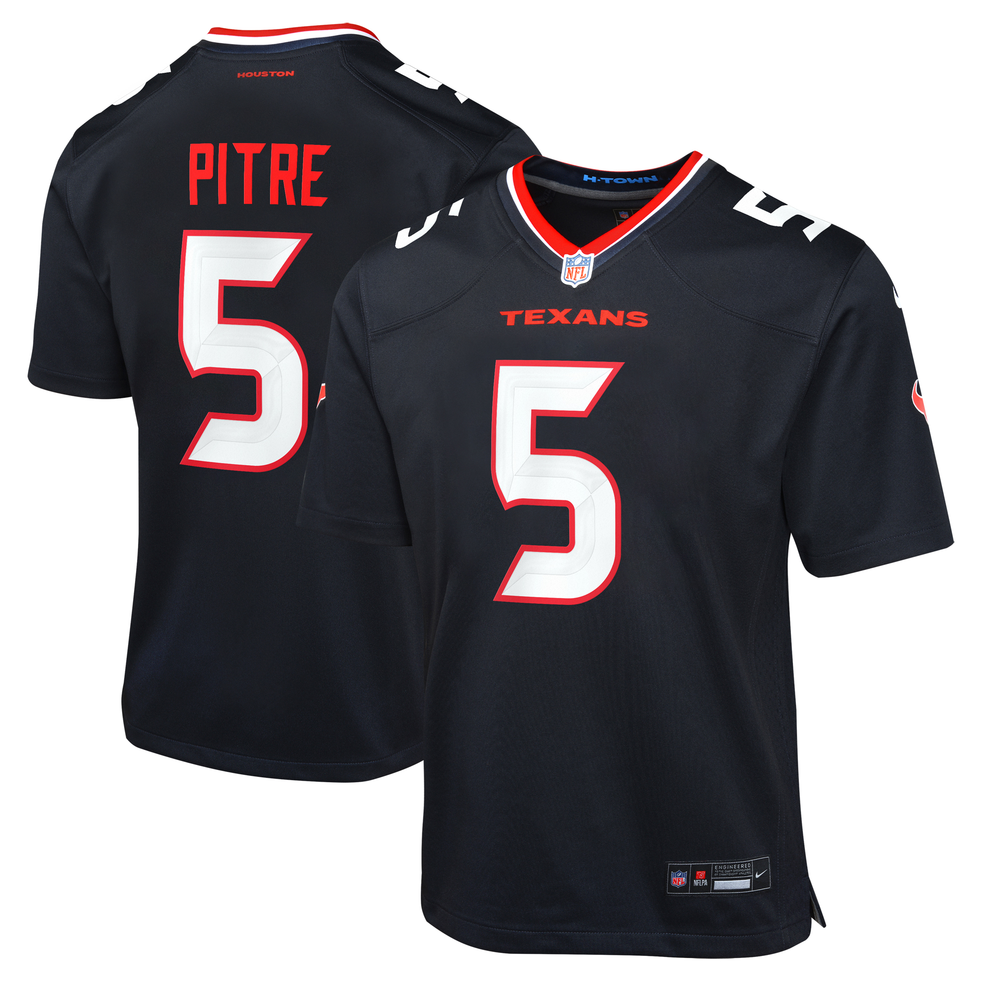 Camiseta Nike Game de la 1ª equipación del Houston Texans - Azul marino - Jalen Pitre - Jóvenes