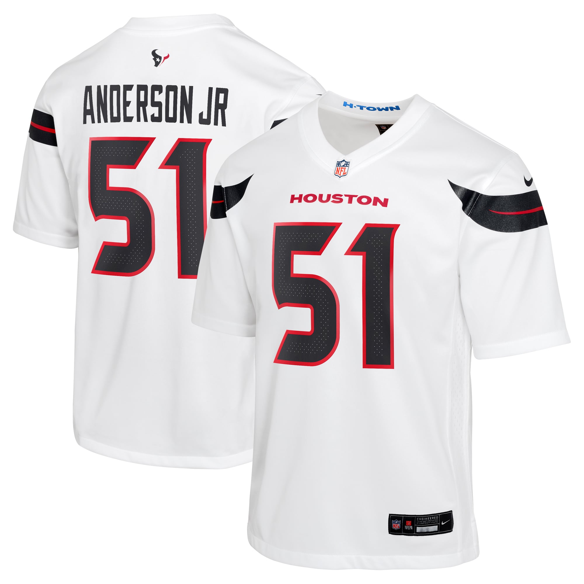 Houston Texans Nike Road Jersey - White - Will Anderson Jr. - Youth