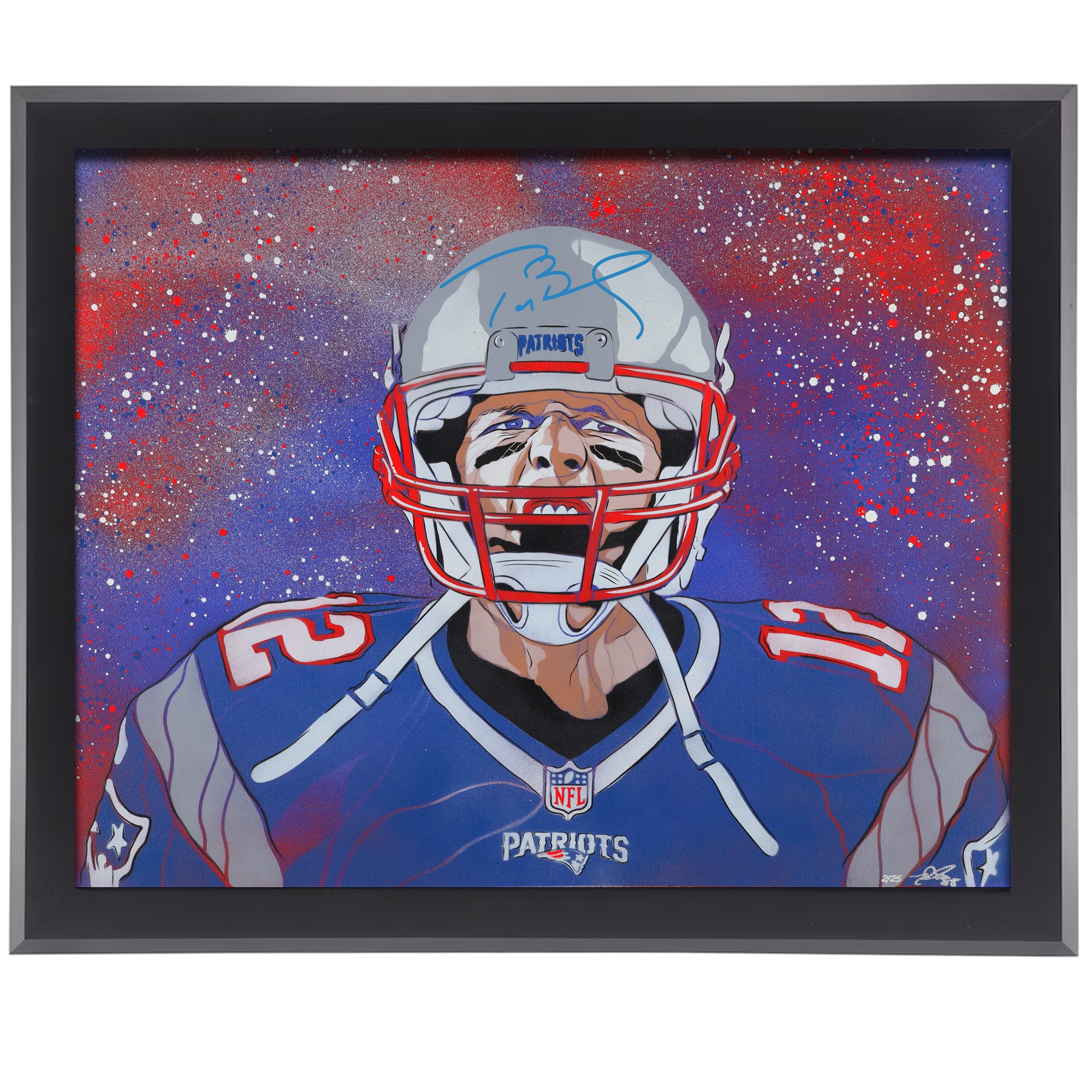 Tom Brady New England Patriots Autographed Framed 16" x 20" Embellished Canvas Giclee Print - Art by Matt Szczur - Limited Edition of 25