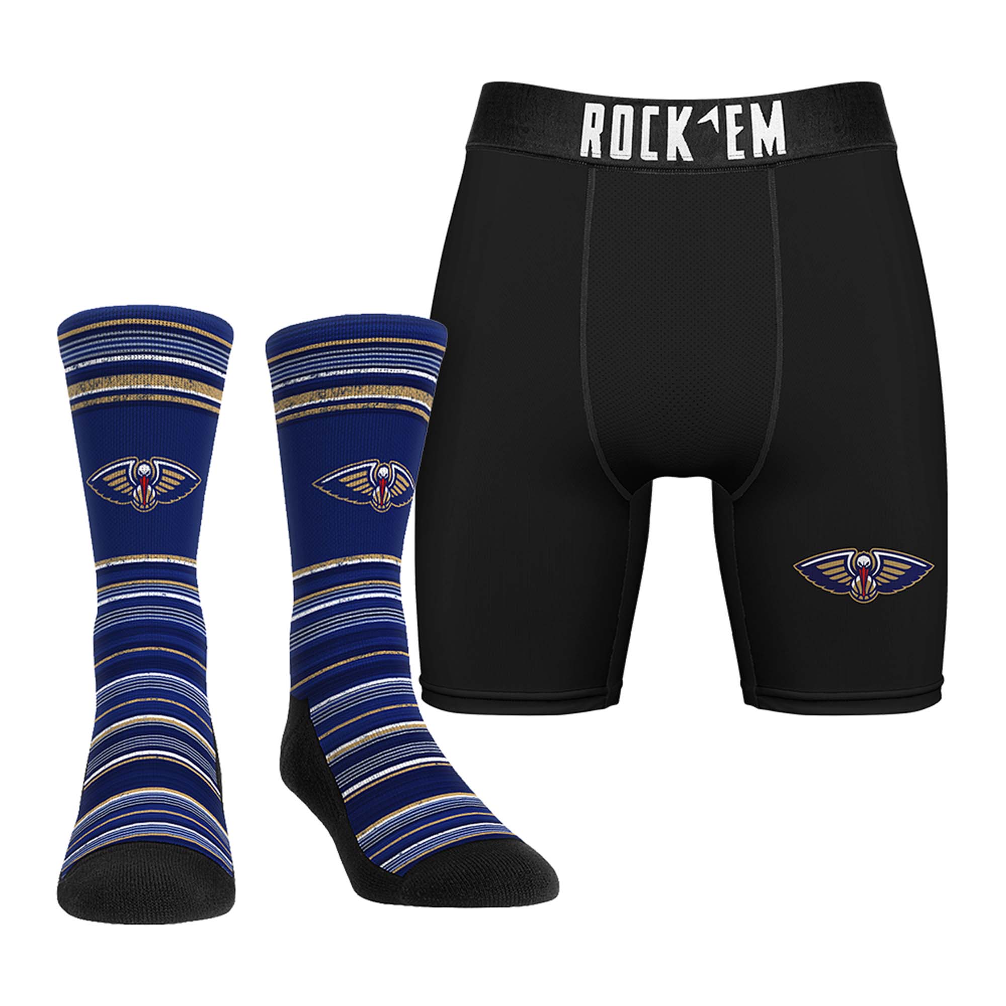 Men's Rock Em New Orleans Pelicans Primary Crew Socks & Boxer Briefs Combo Pack