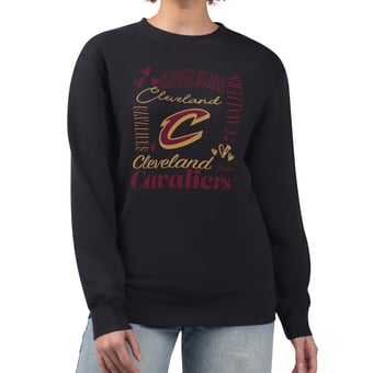 Women's G-III 4Her by Carl Banks Black Cleveland Cavaliers Collage Team Graphic Fleece Pullover Sweatshirt