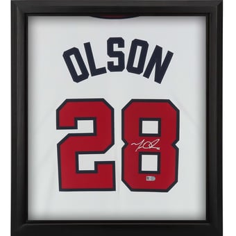 Matt Olson Atlanta Braves Autographed Framed White Nike Replica Jersey Shadowbox