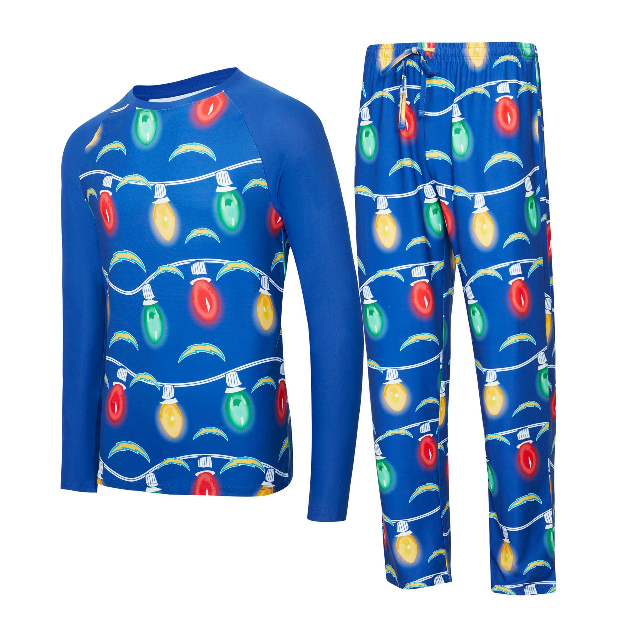 Men's Concepts Sport Royal Los Angeles Chargers Garland Knit Raglan Long Sleeve Top and Pants Set