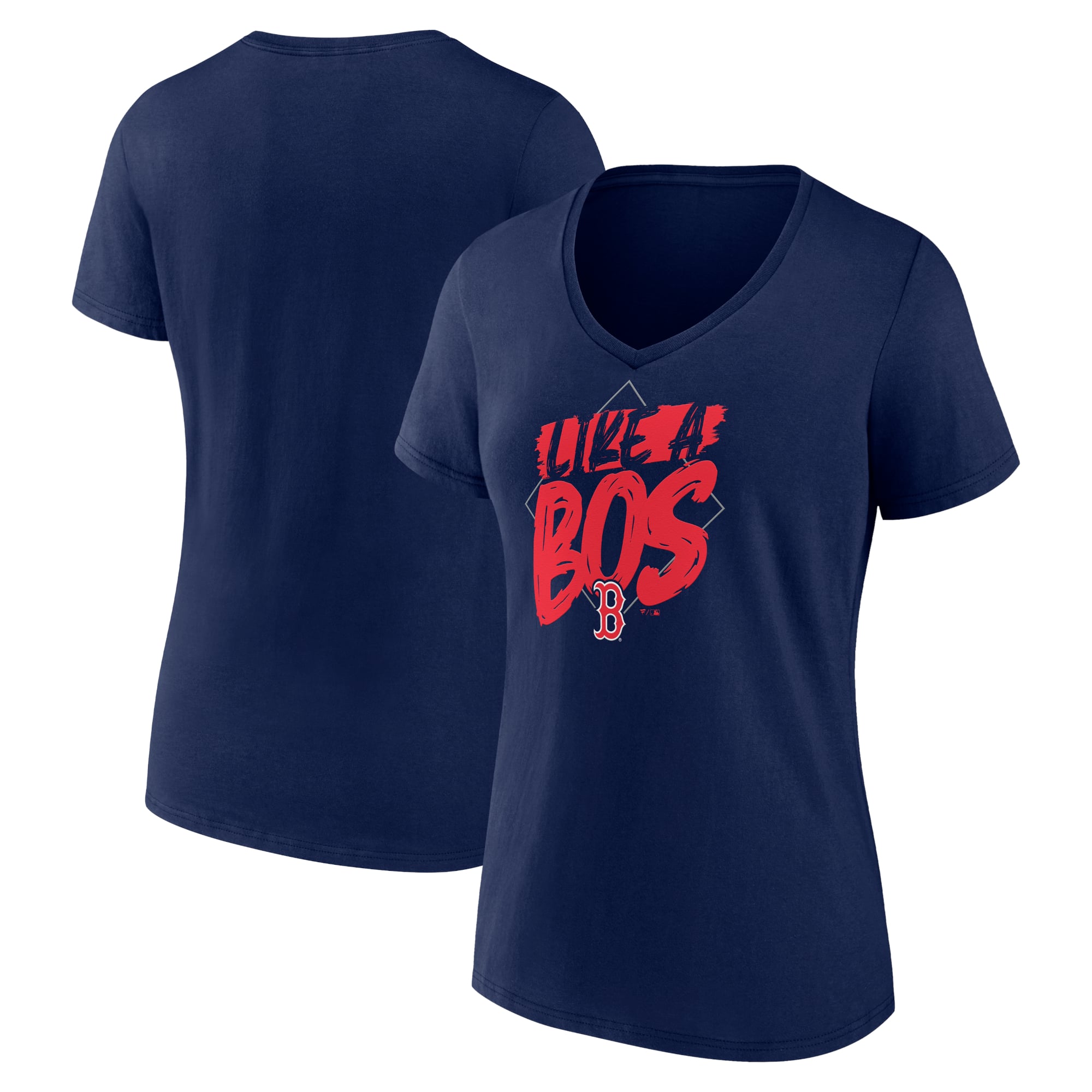 Women's Navy Boston Red Sox Like a BOS V-Neck T-Shirt
