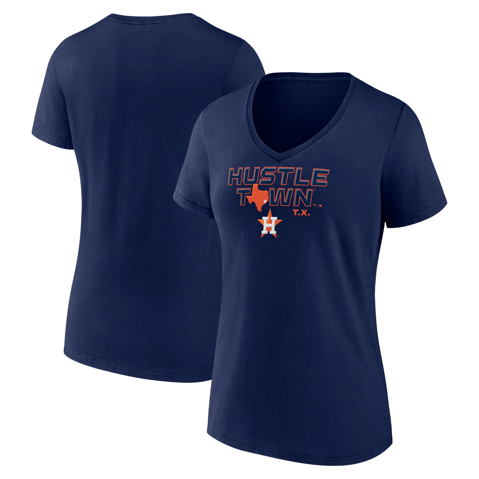 Women's Navy Houston Astros Hustle Town V-Neck T-Shirt