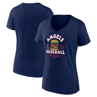Women's Navy Los Angeles Angels Big A Burger V-Neck T-Shirt