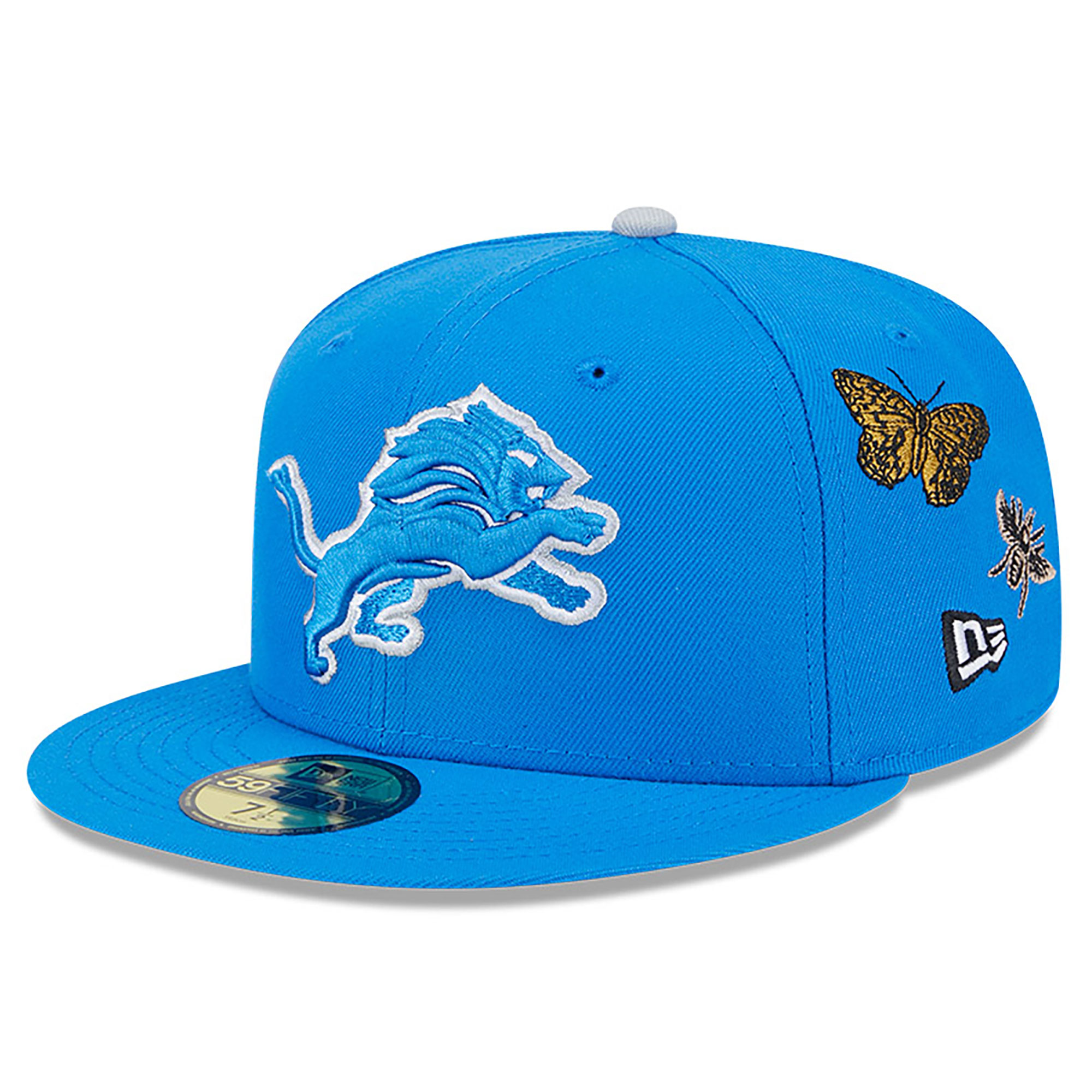 Men's New Era x Felt Blue Detroit Lions 59FIFTY Fitted Hat