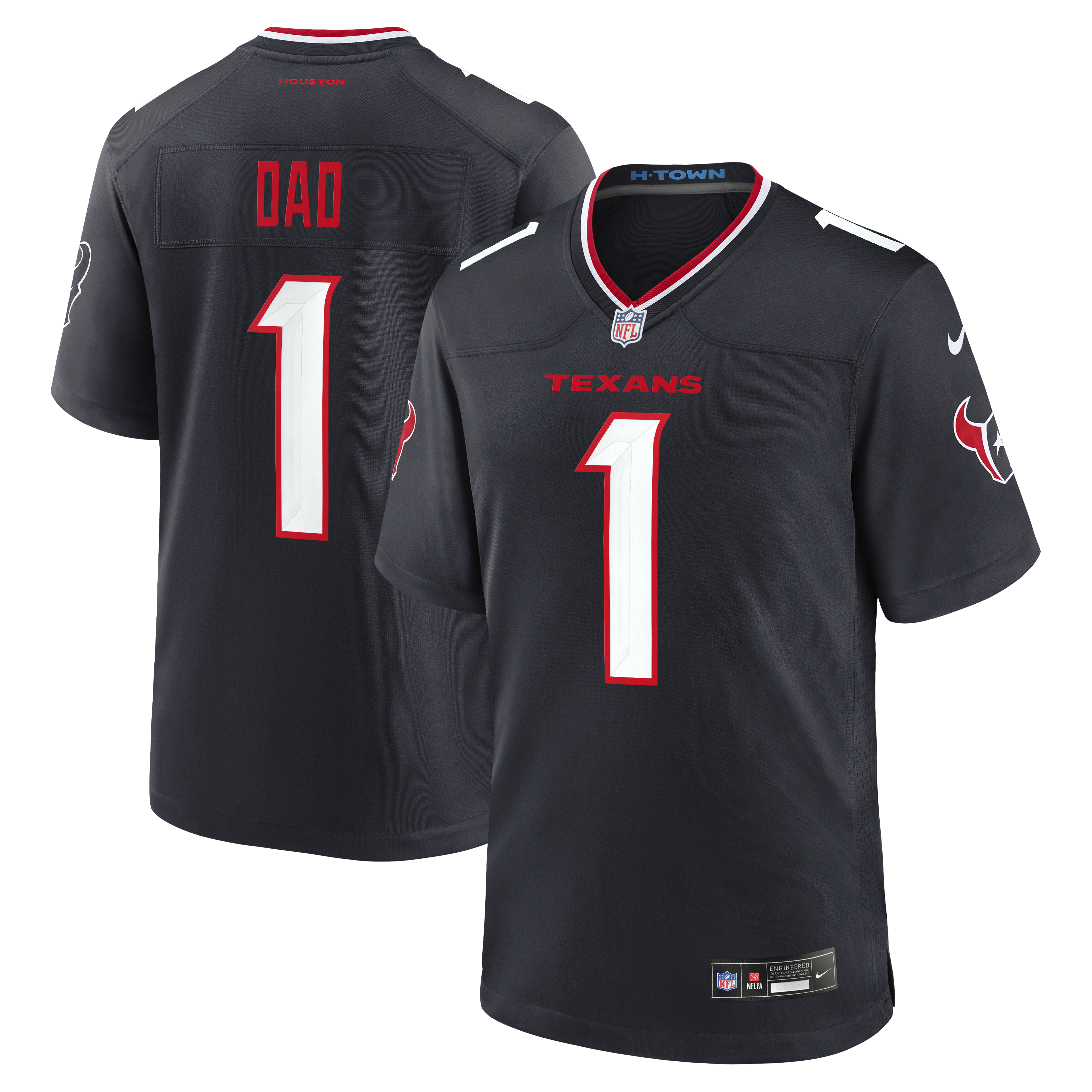 Men's Nike  Navy Houston Texans #1 Dad Game Jersey