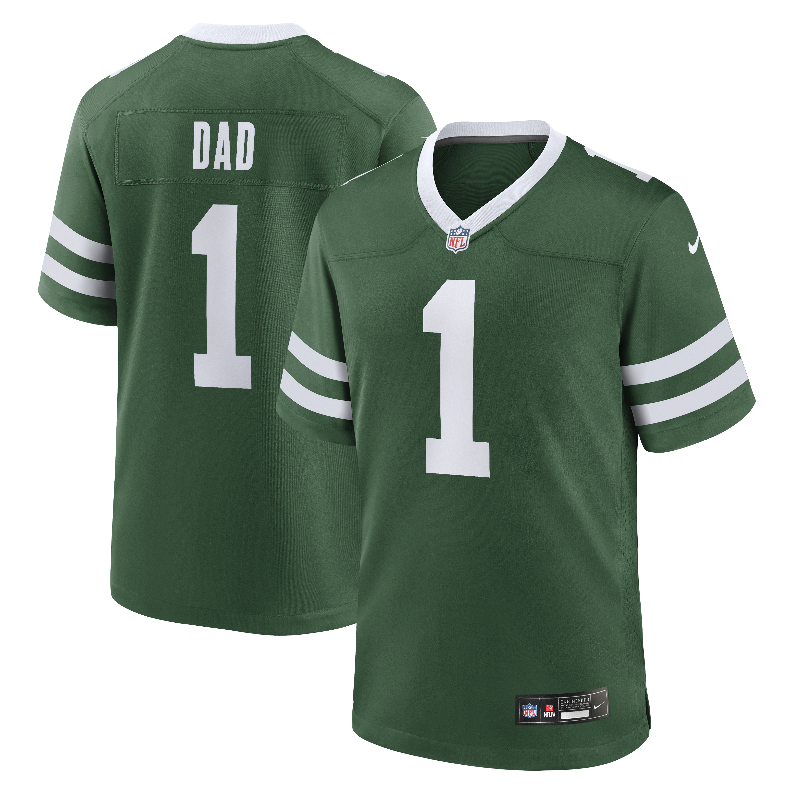 Men's Nike Legacy Green New York Jets #1 Dad Game Jersey