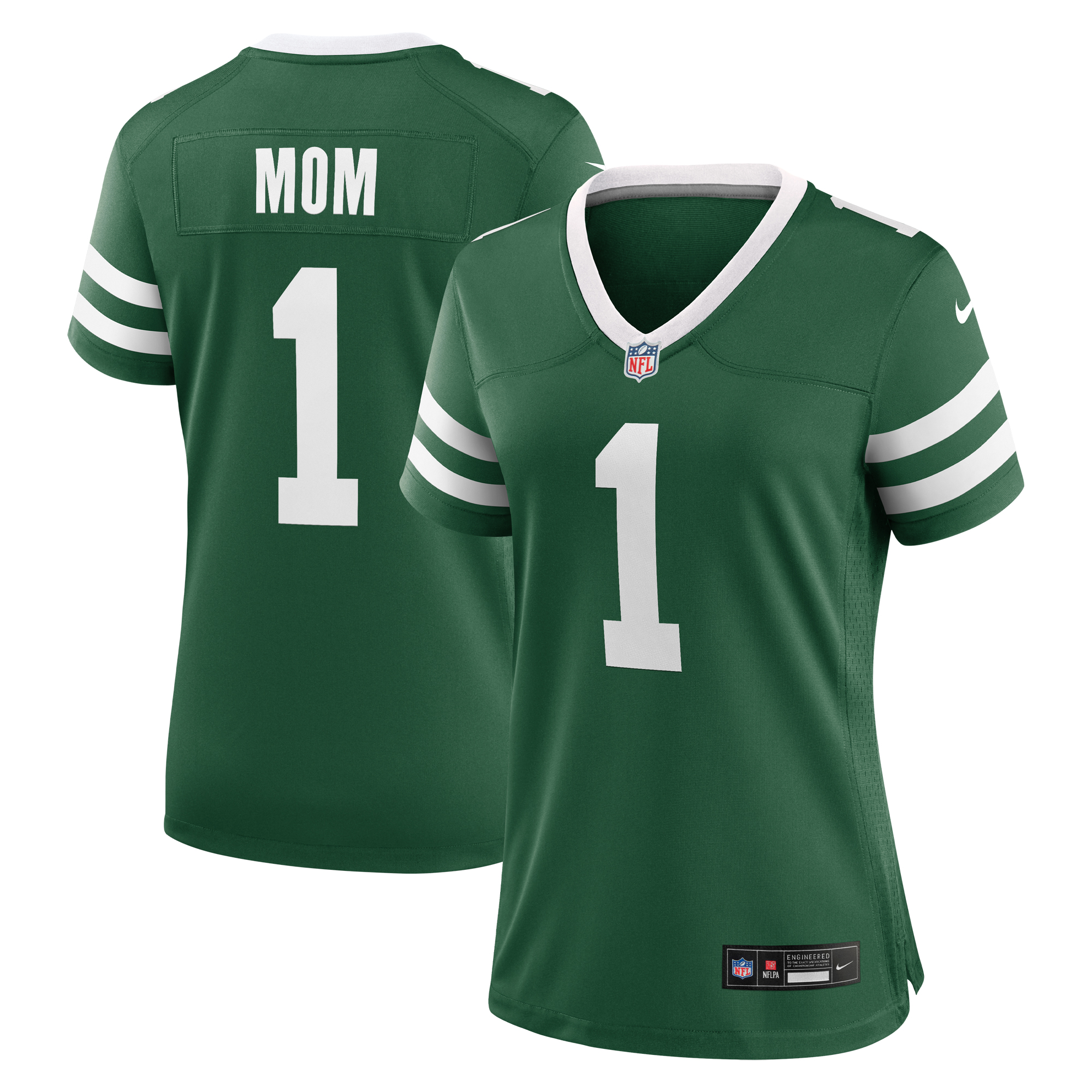 Women's Nike Legacy Green New York Jets #1 Mom Game Jersey