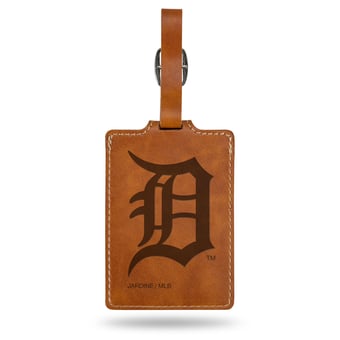 Brown Detroit Tigers Ultra Suede Luggage Tag