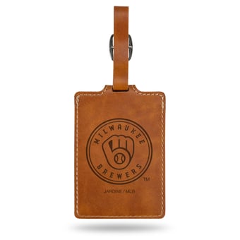 Brown Milwaukee Brewers Ultra Suede Luggage Tag