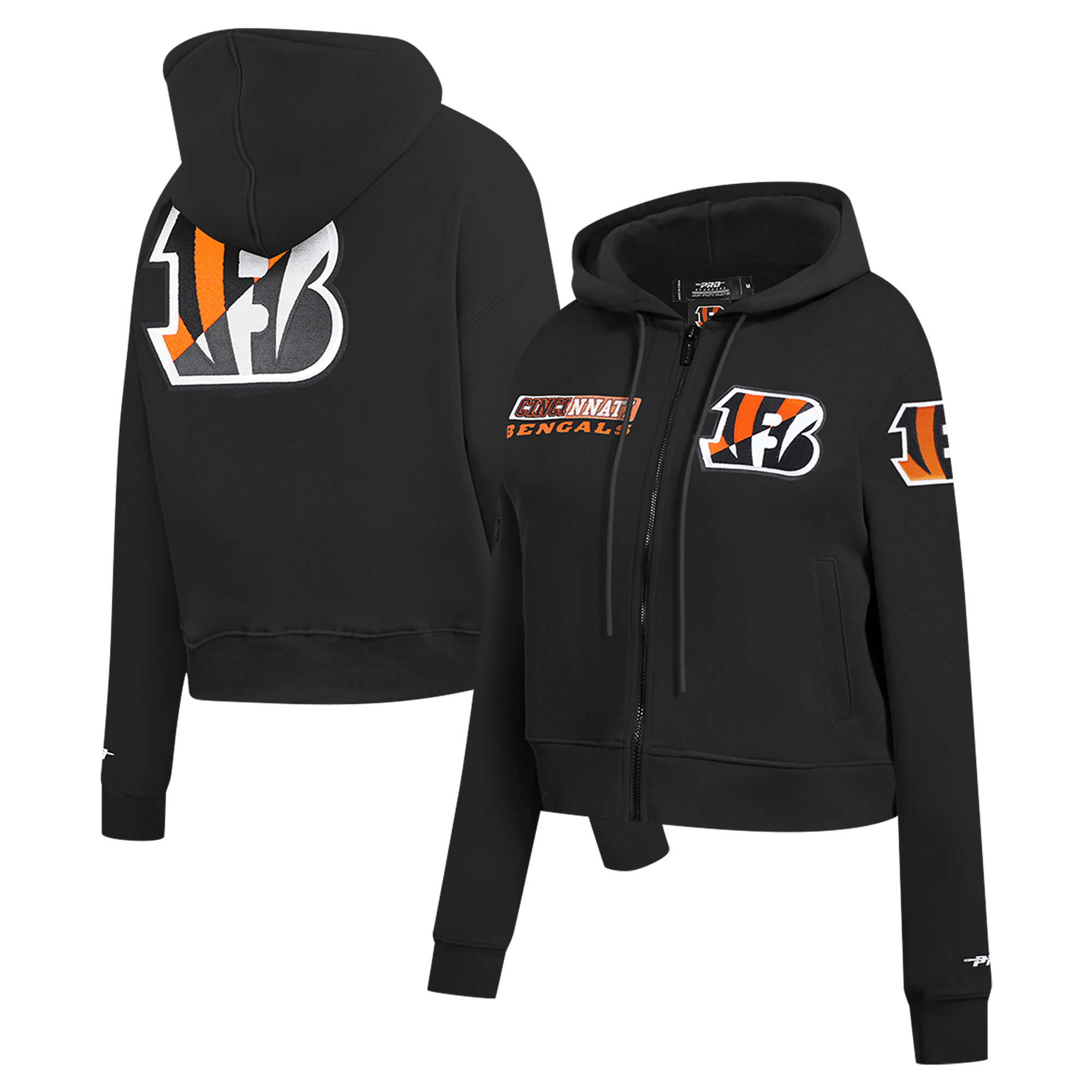 Women's Pro Standard Black Cincinnati Bengals Split Logo Full-Zip Hoodie