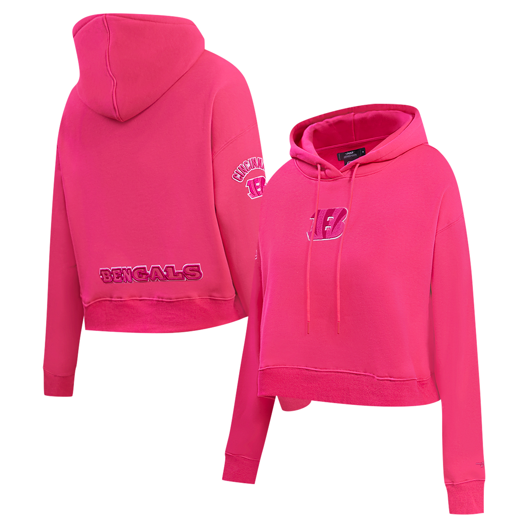 Women's Pro Standard Pink Cincinnati Bengals Triple Pink Cropped Fleece Pullover Hoodie