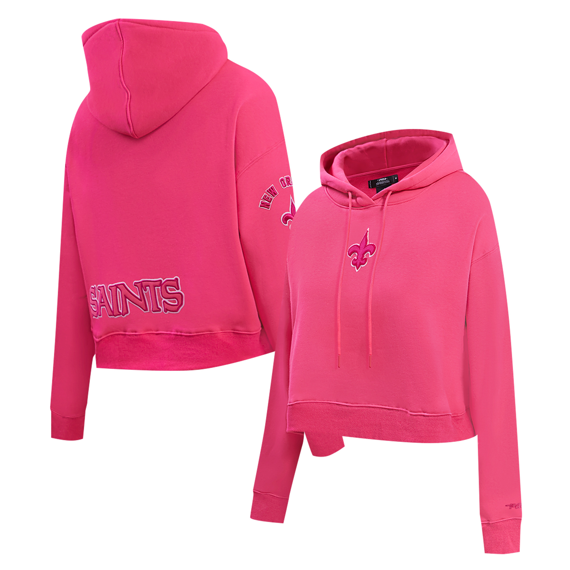 Women's Pro Standard Pink New Orleans Saints Triple Pink Cropped Fleece Pullover Hoodie