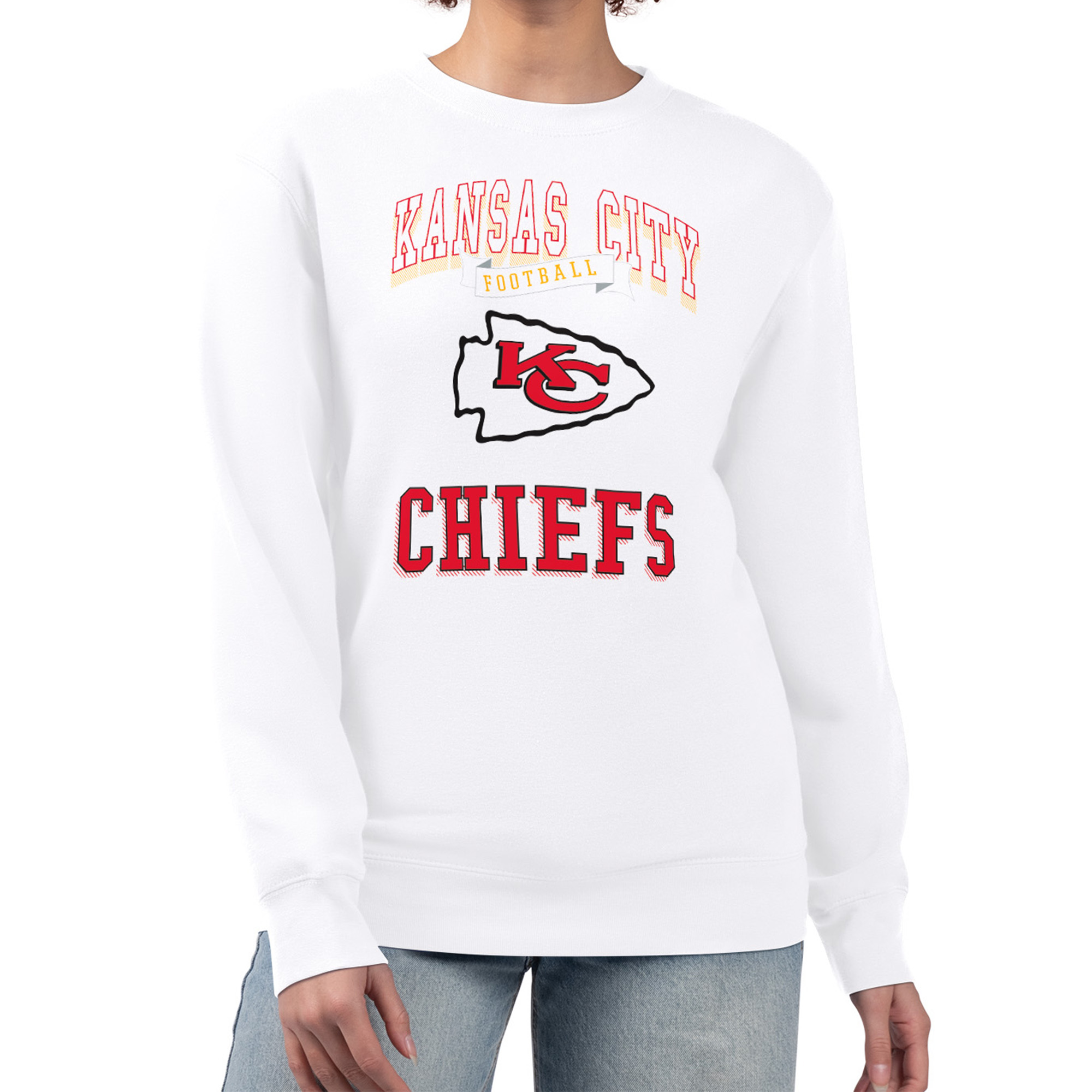 G-iii 4Her by Carl Banks Women's White Kansas City Chiefs Team Logo Graphic Tri-Blend Pullover Sweatshirt - White