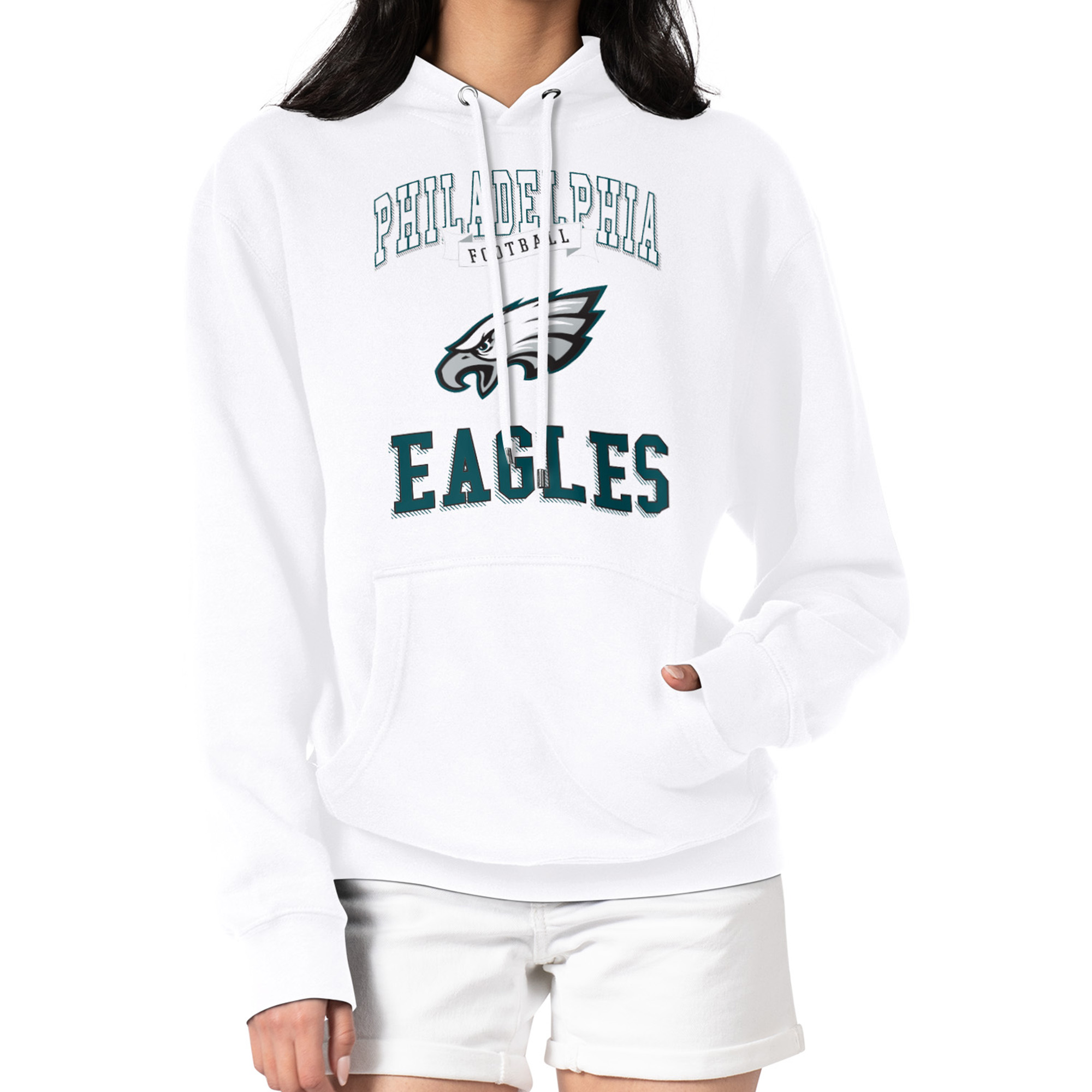 Women’s G-III 4Her by Carl Banks White Philadelphia Eagles Team Logo Graphic Fleece Tri-Blend Pullover Hoodie Women’s G-III 4Her by Carl Banks White Philadelphia Eagles Team Logo Graphic Fleece Tri-Blend Pullover Hoodie