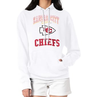 Women's G-III 4Her by Carl Banks White Kansas City Chiefs Team Logo Graphic Fleece Tri-Blend Pullover Hoodie