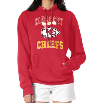 Women's G-III 4Her by Carl Banks Red Kansas City Chiefs Team Logo Graphic Fleece Tri-Blend Pullover Hoodie