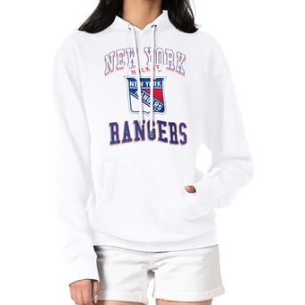 Women's G-III 4Her by Carl Banks White New York Rangers Team Logo Tri-Blend Fleece Pullover Hoodie