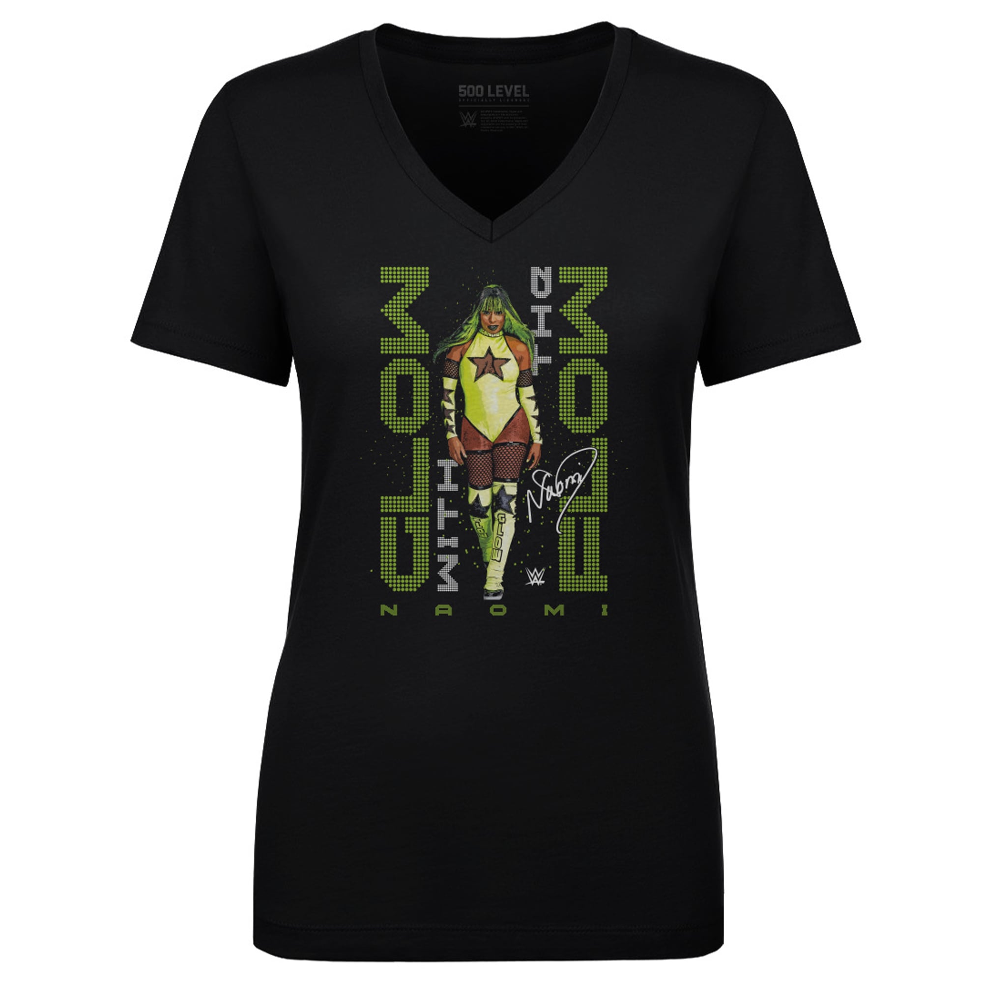 Women's 500 Level Black Naomi Glow With The Flow Pose V-Neck T-Shirt