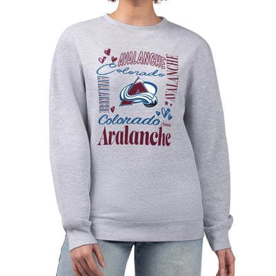 Women's G-III 4Her by Carl Banks Heather Gray Colorado Avalanche Collage Graphic Fleece Long Sleeve Pullover Sweatshirt