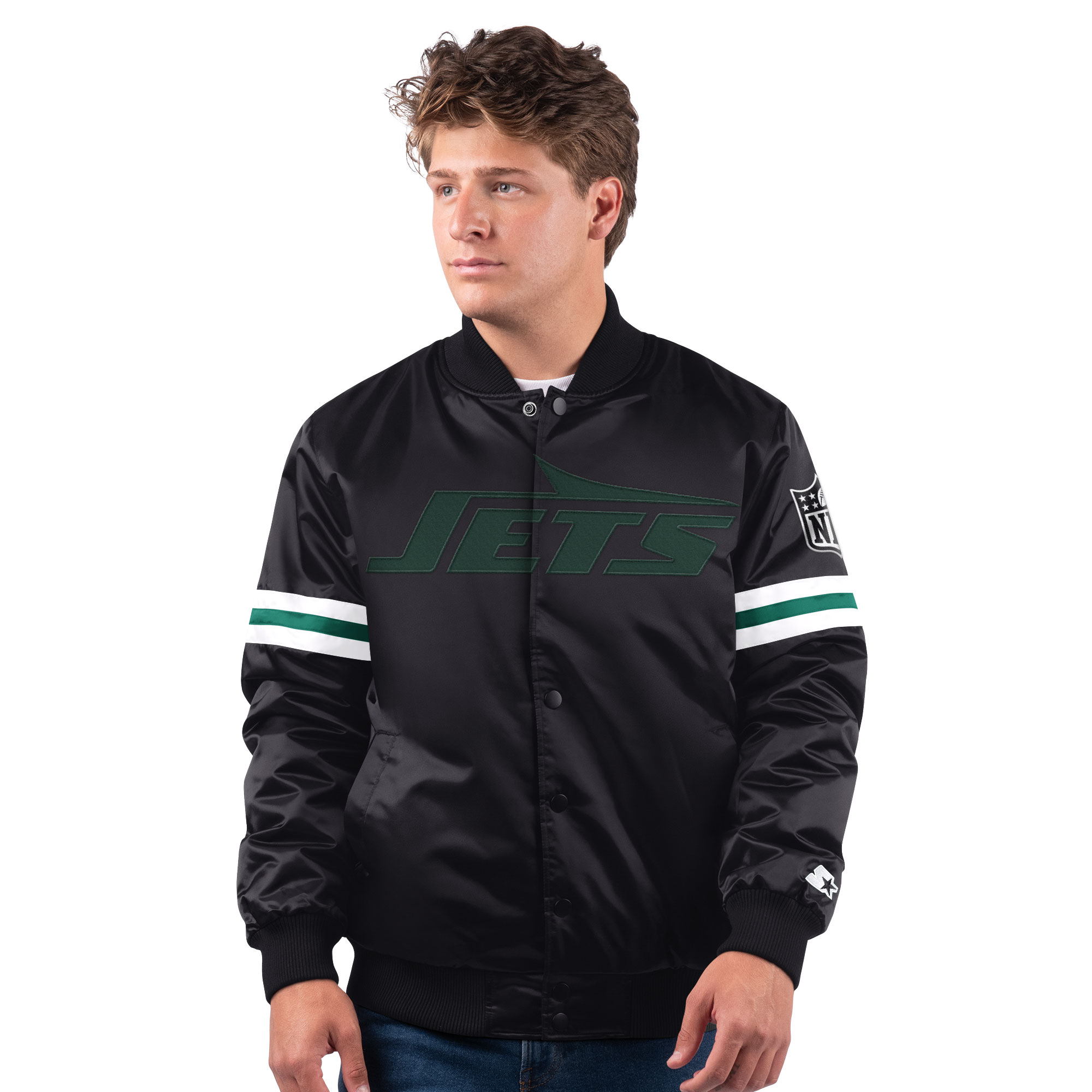 Men's Starter Black New York Jets New Logo Full-Snap Jacket