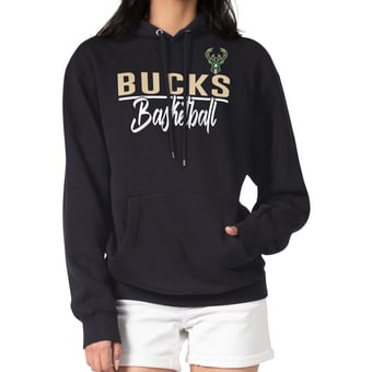 Women's G-III 4Her by Carl Banks Black Milwaukee Bucks Graphics Fleece Pullover Hoodie